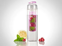 Rosenstein & Söhne Trinkflasche, Wasserflasche mit Fruchtbehälter, Tritan, BPA-frei, pink; Smoothie-Maker Smoothie-Maker Smoothie-Maker 