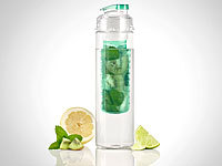 Rosenstein & Söhne Trinkflasche, Wasserflasche mit Fruchtbehälter, Tritan, BPA-frei, grün; Smoothie-Maker Smoothie-Maker 