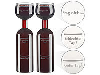 Rosenstein & Söhne 2er-Set 2in1-Weinflaschen & XXL-Gläser, Echtglas, mit Aufdruck, 750 ml; Pump-Isolierkannen Pump-Isolierkannen Pump-Isolierkannen 