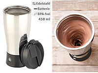 Rosenstein & Söhne Selbstrührender Thermobecher mit elektrischem Quirl, 450 ml, BPA-frei