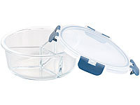 Rosenstein & Söhne Glas-Frischhaltedose mit 3 Kammern, Klick-Deckel, -20 bis 520 °C, rund; Lunchbox-Sets Lunchbox-Sets Lunchbox-Sets Lunchbox-Sets Lunchbox-Sets 