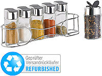 Rosenstein & Söhne 6 Gewürzstreuer aus Glas mit geschwungenem Ständer (Versandrückläufer); Lunchbox-Sets 
